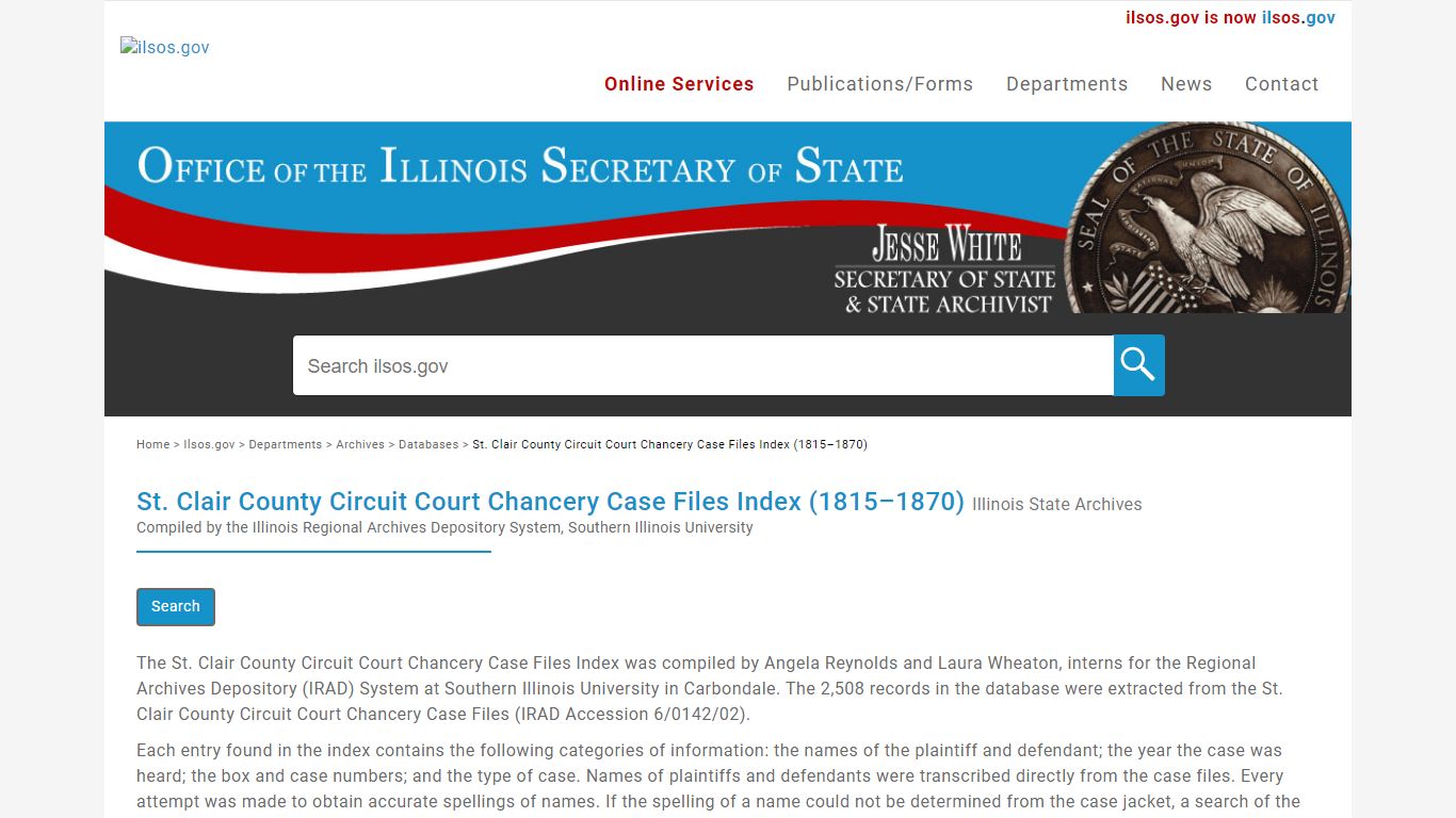 St. Clair County Circuit Court Chancery Case Files Index ...